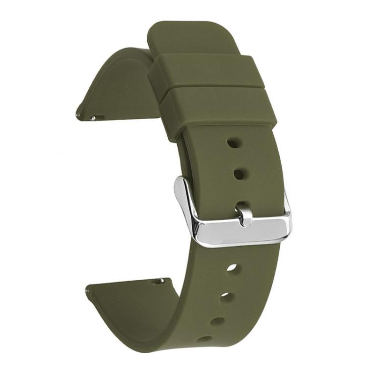 Stainless Steel Silver Pin Buckle Solid Color Silicone Waterproof Watch Band