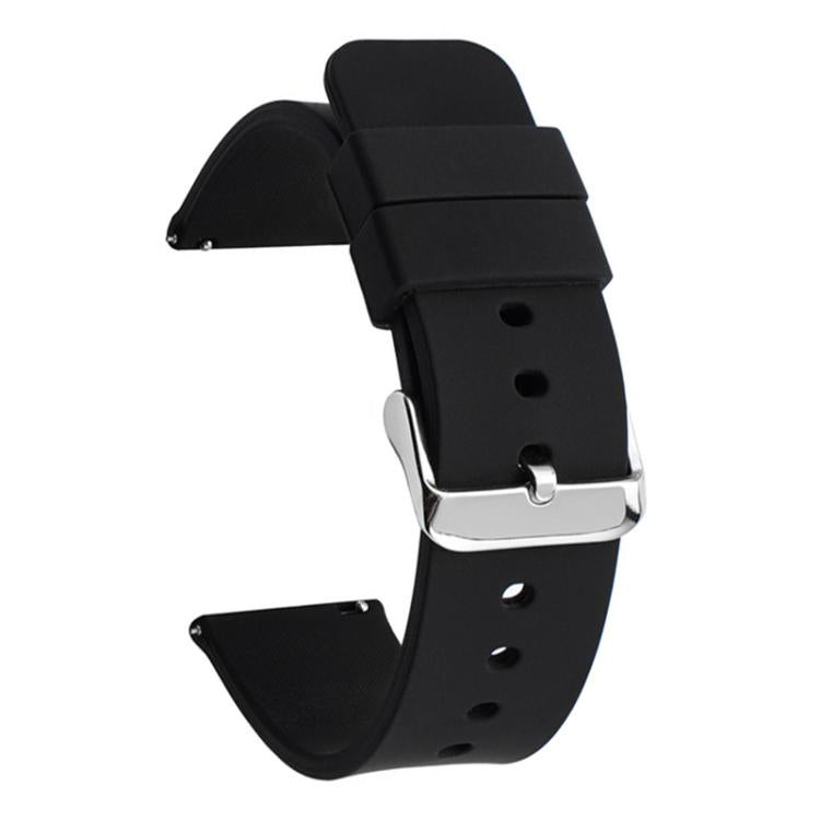 Stainless Steel Silver Pin Buckle Solid Color Silicone Waterproof Watch Band