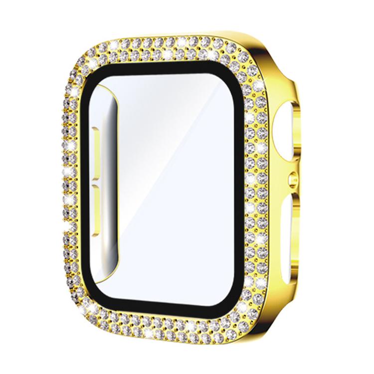 xDfind Double Row Diamond Tempered Glass Film Integrated PC Watch Cover — For Apple Watch Series 11 46mm / 10 46mm