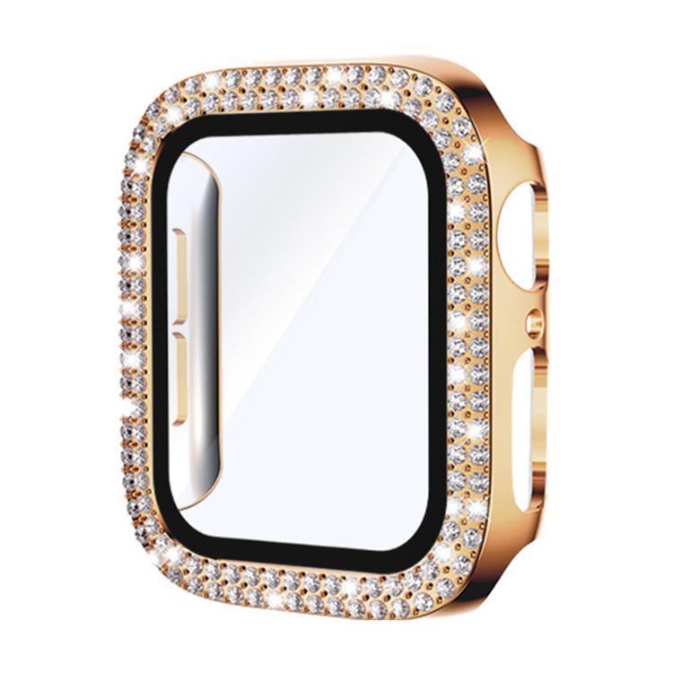 xDfind Double Row Diamond Tempered Glass Film Integrated PC Watch Cover — For Apple Watch Series 9 / 8 / 7 45mm