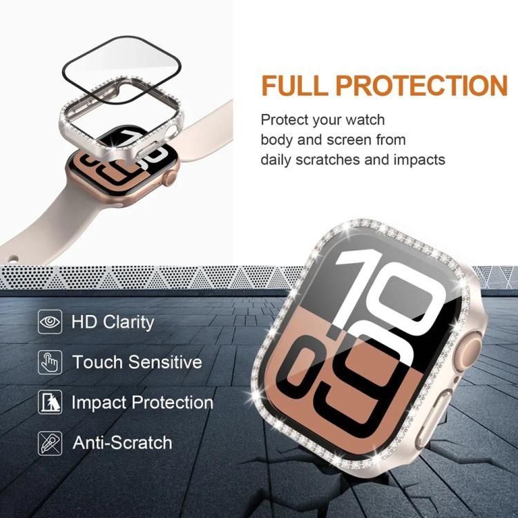 xDfind Single Row Diamond Tempered Glass Film Integrated PC Watch Case