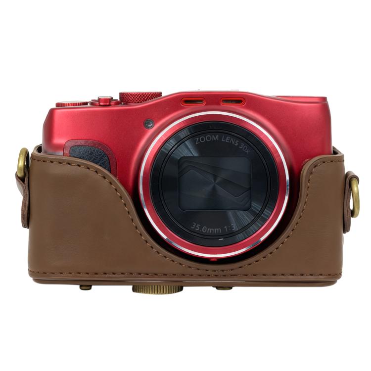 Retro Leather Full Body Camera Cover Bag with Strap — Coffee