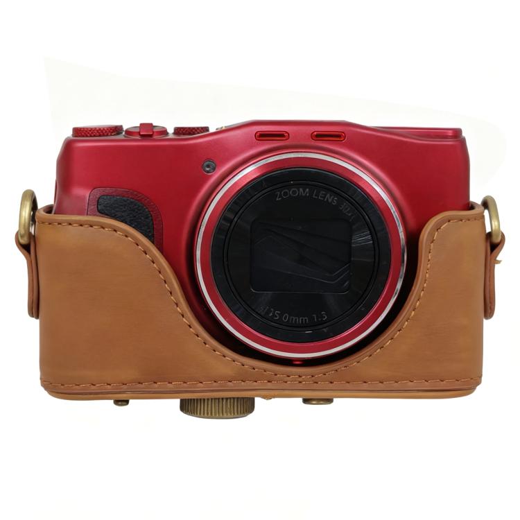 Retro Leather Full Body Camera Cover Bag with Strap — Brown