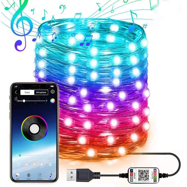 RGB USB LED Copper Wire Light String Holiday Decoration Light String Bluetooth Mobile APP Control — view 12