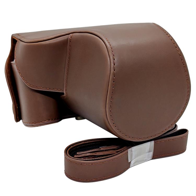 Full Body Vegan Leather Camera Case Bag with Strap — Brown