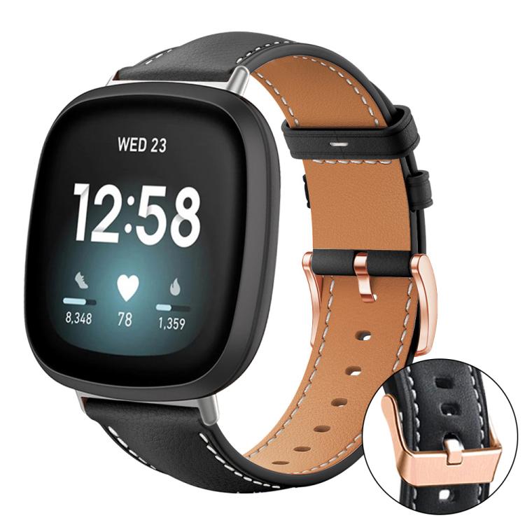 xDfind Rose Gold Buckle Black Shark Fine Grain Vegan Leather Watch Band — Creamy White