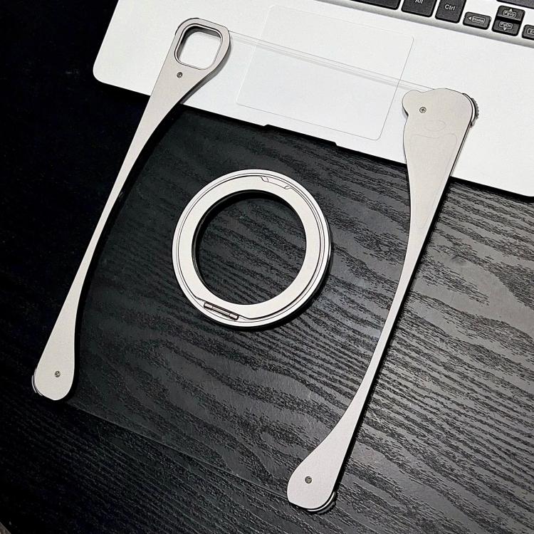 White Glazed Clear Acrylic Hybrid Metal Tablet Case with Holder