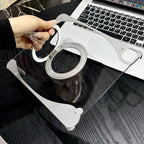 White Glazed Clear Acrylic Hybrid Metal Tablet Case with Holder