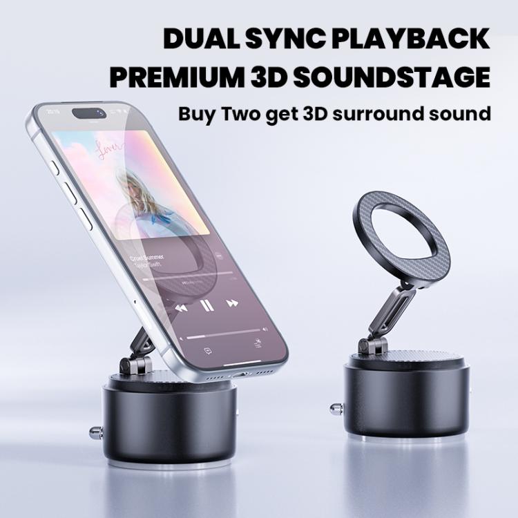 A5 Multifunctional Magnetic Phone Holder Bluetooth Speaker — Black