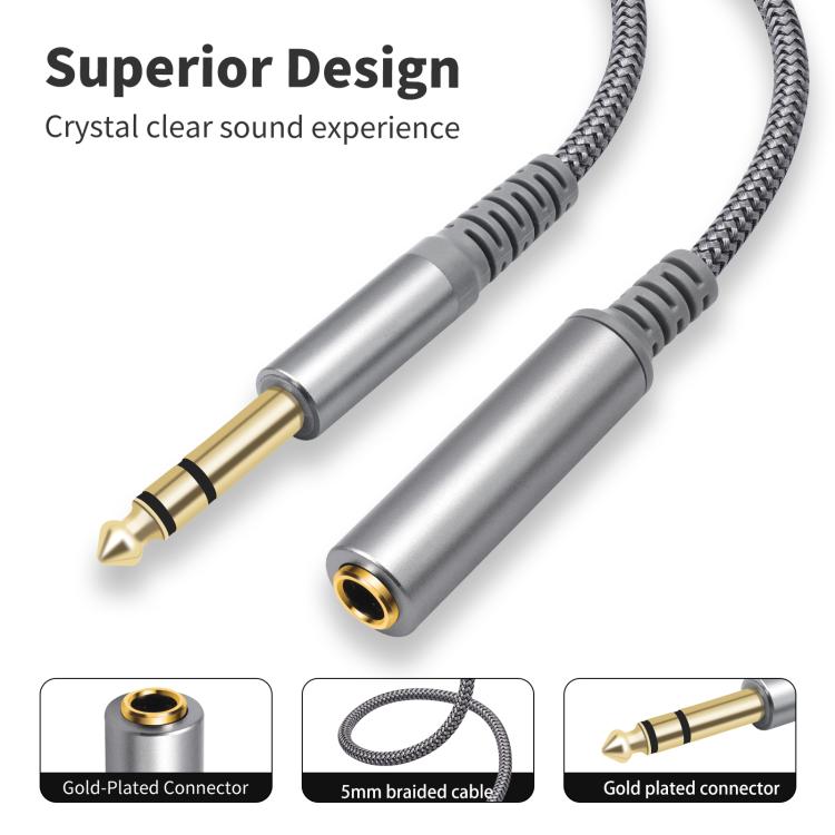 6.35mm 1/4 inch TRS Male to Female Stereo Extension Cable — view 8