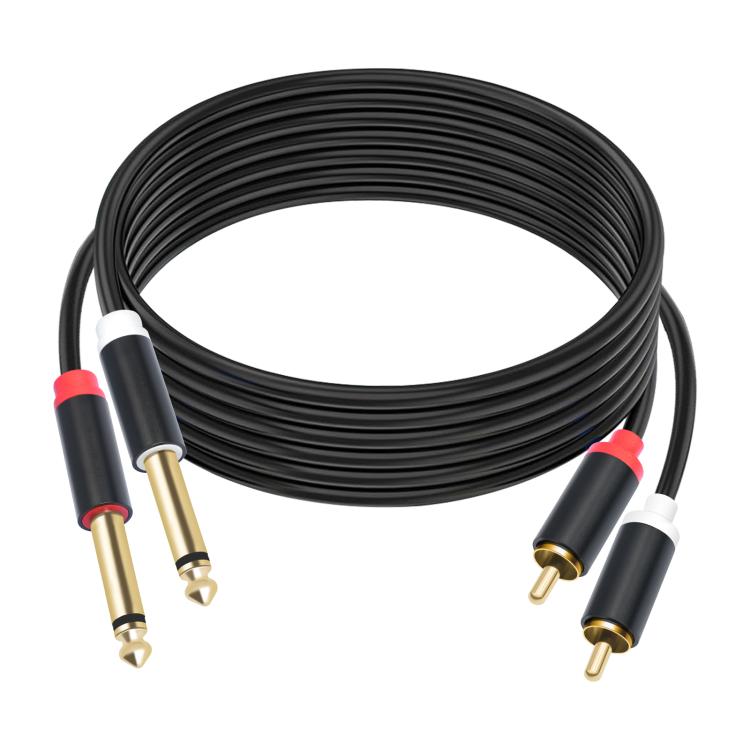 2 RCA to 2x6.35mm Male Mixing Consoles Audio Connection Cables