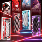 LINGBAO K75 82 Keys Triple-Mode Wireless Mechanical Keyboard — Blue White-Smoky Purple Axis