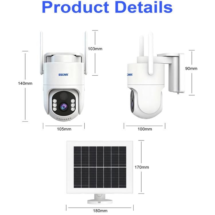 ESCAM QFS71 4G 3MP IP66 Wireless Security Camera System with Solar Panel — view 4