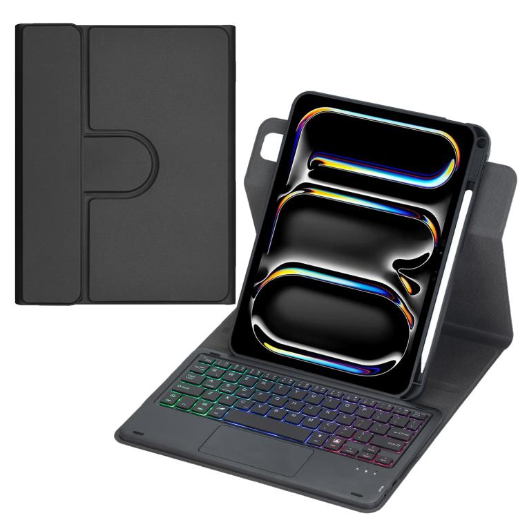 360-degree Rotation Backlight Bluetooth Keyboard Leather Tablet Case with Touchpad