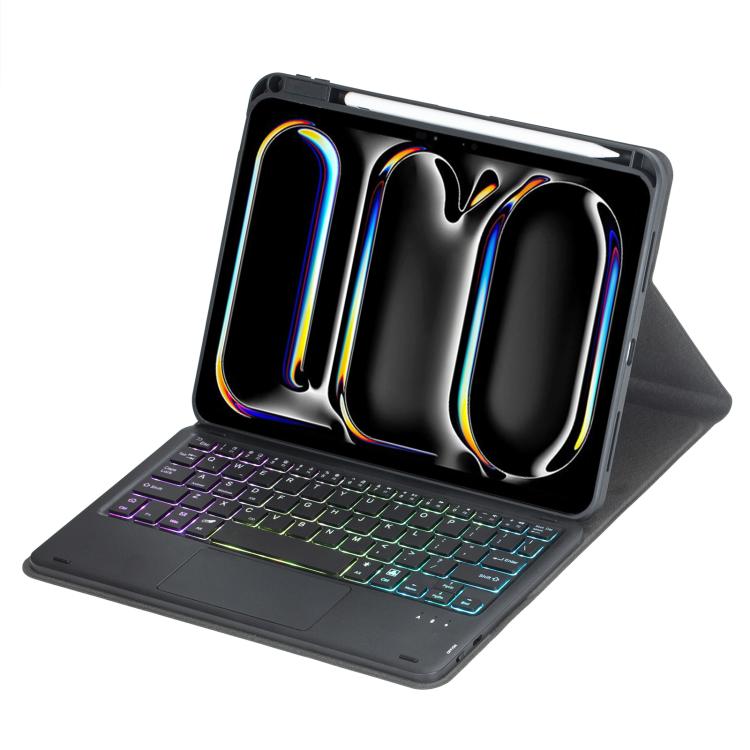 360-degree Rotation Backlight Bluetooth Keyboard Leather Tablet Case with Touchpad