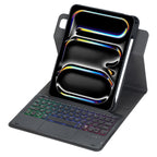 360-degree Rotation Backlight Bluetooth Keyboard Leather Tablet Case with Touchpad