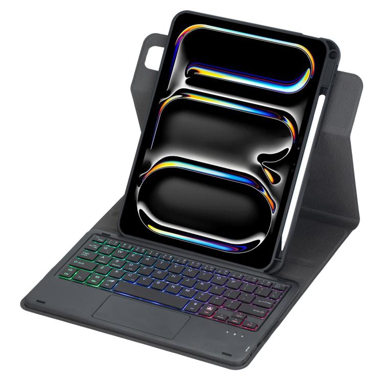 360-degree Rotation Backlight Bluetooth Keyboard Leather Tablet Case with Touchpad