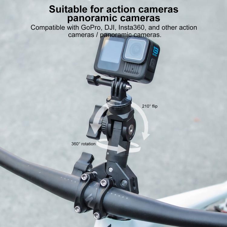 Universal Action Camera Bicycle Handlebar Single-Crab Clamp — With Adapter & Screw