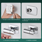 Stainless Steel Drill-Free Shower Head Holder 360 Degree Rotation Adjustable Universal Base — view 9