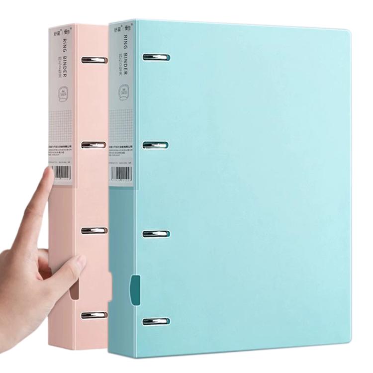 A4 Thickened Four-hole Document Storage Binder Folder — Blue+Green with 100 Pages Inner Pocket