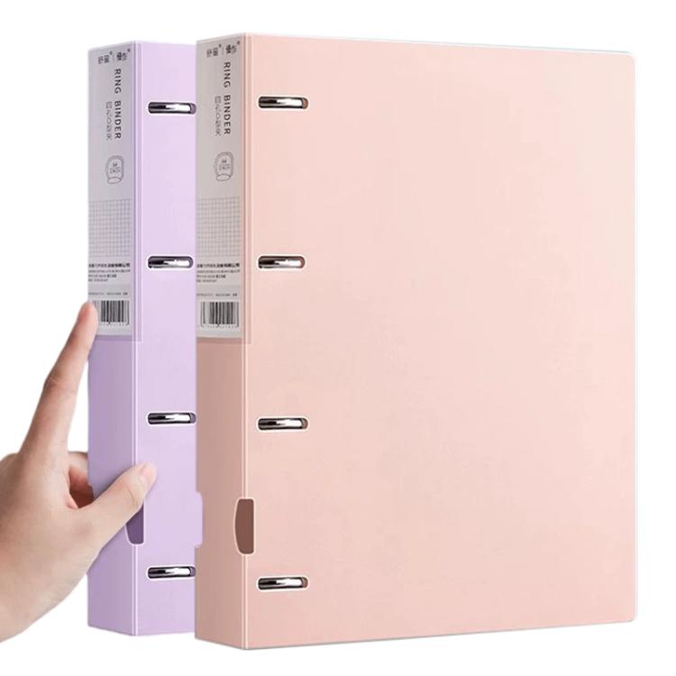 A4 Thickened Four-hole Document Storage Binder Folder — Blue+Purple with 100 Pages Inner Pocket