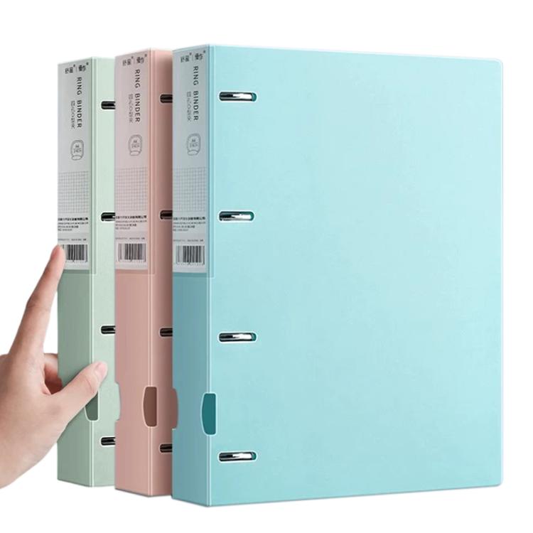A4 Thickened Four-hole Document Storage Binder Folder — Pink+Purple with Hole Puncher