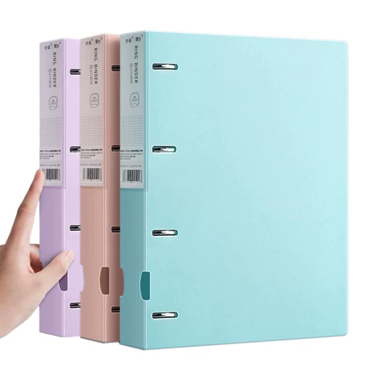 A4 Thickened Four-hole Document Storage Binder Folder — Blue+Green+Pink with Hole Puncher