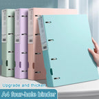 A4 Thickened Four-hole Document Storage Binder Folder — Pink+Purple+Green with Hole Puncher