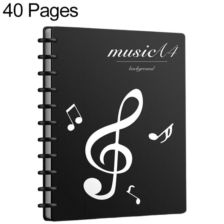 A4 Size Mushroom-shaped Button Music Sheet Binder Folder with Index Tabs — Black 30 Pages