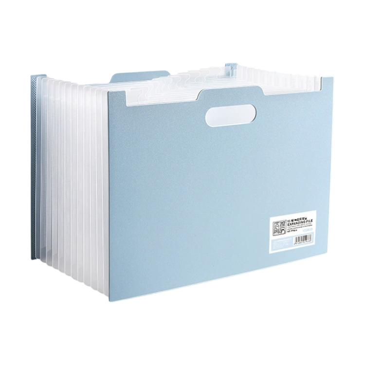 A4 Portable Multiple Compartments File Folder with Index Tabs — Blue
