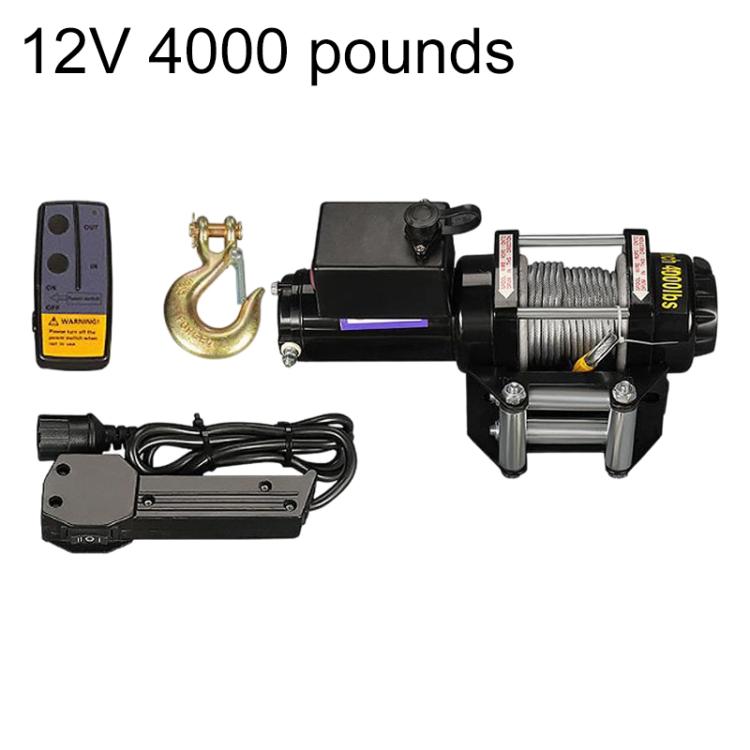 Manual Operation Wireless Remote Control Dual Use Car Electric Winch — 12V 3500 Lbs