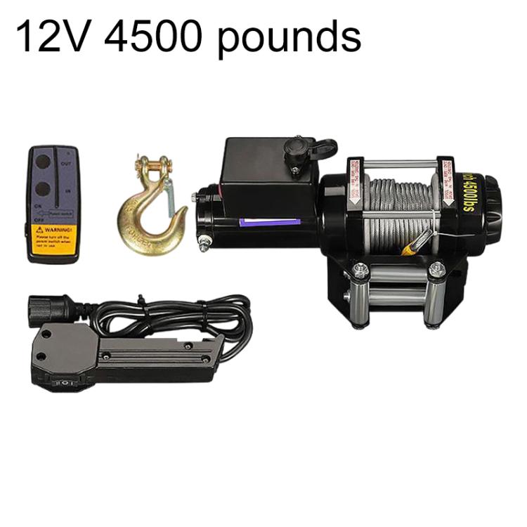 Manual Operation Wireless Remote Control Dual Use Car Electric Winch — 12V 4000 Lbs