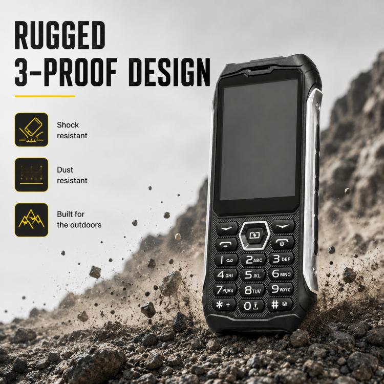 HP336 4G IP68 Rugged Phone, 3.5 inch, 4500mAh Battery, Network: 4G, BT, FM, SOS, Torch