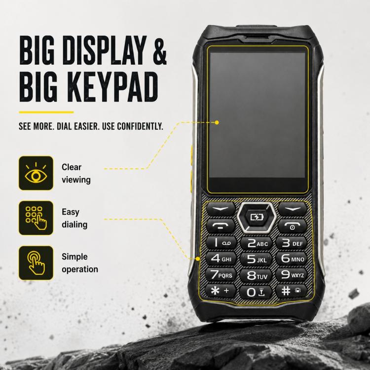 HP336 4G IP68 Rugged Phone, 3.5 inch, 4500mAh Battery, Network: 4G, BT, FM, SOS, Torch