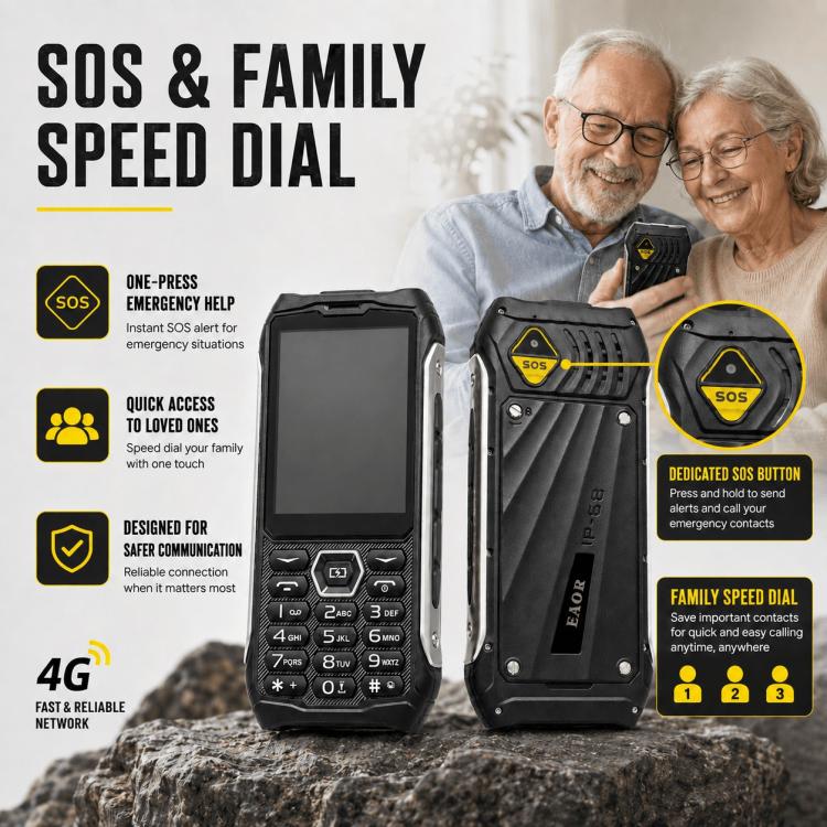 HP336 4G IP68 Rugged Phone, 3.5 inch, 4500mAh Battery, Network: 4G, BT, FM, SOS, Torch