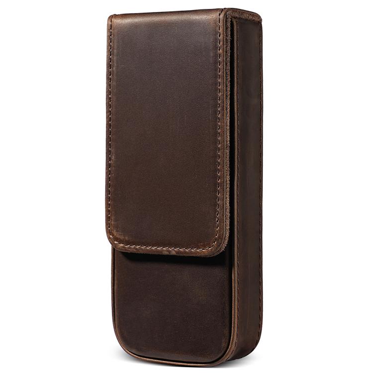 Crazy Horse Leather Magnetic Drawer Style Three Pieces Pencil Case — Green