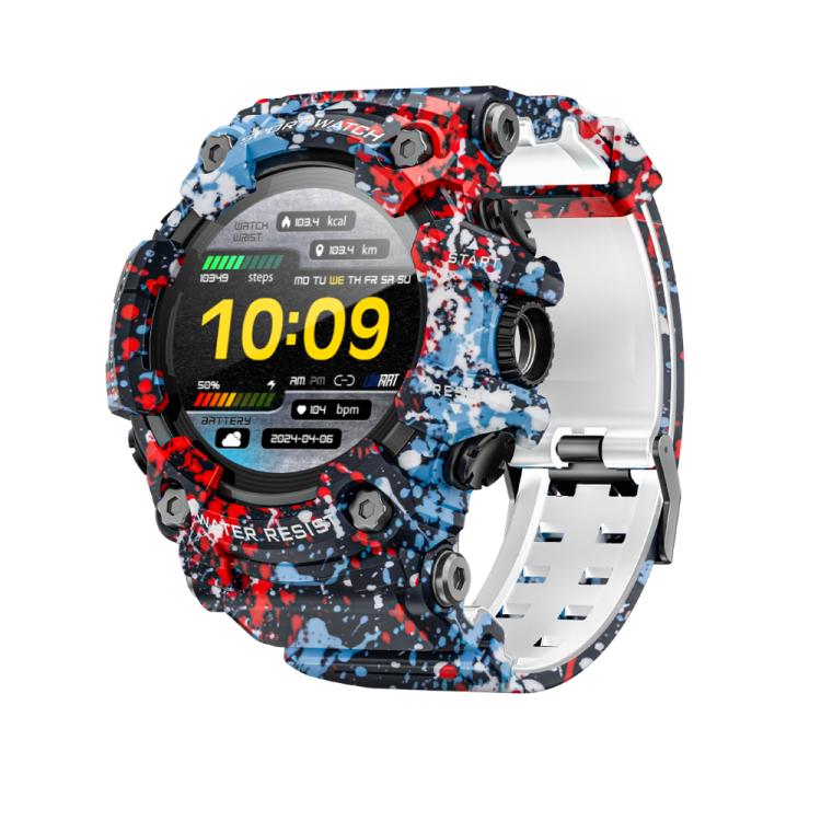 LOKMAT ATTACK T Rugged Smart Watch, 1.32 inch, BT Call, SOS, Pedometer, Sleep Tracking, Heart Rate, Blood Pressure, Blood Oxygen — Camouflage Yellow