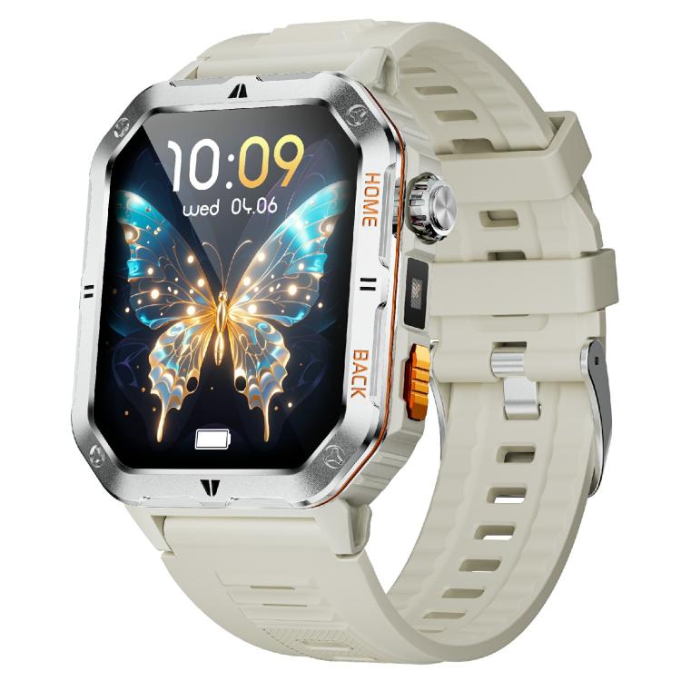 QS39 2.01 inch BT5.3 Sports Smart Watch, Support Voice Call / Sleep / Heart Rate / Blood Oxygen / Blood Pressure Health Monitor — Silver Orange