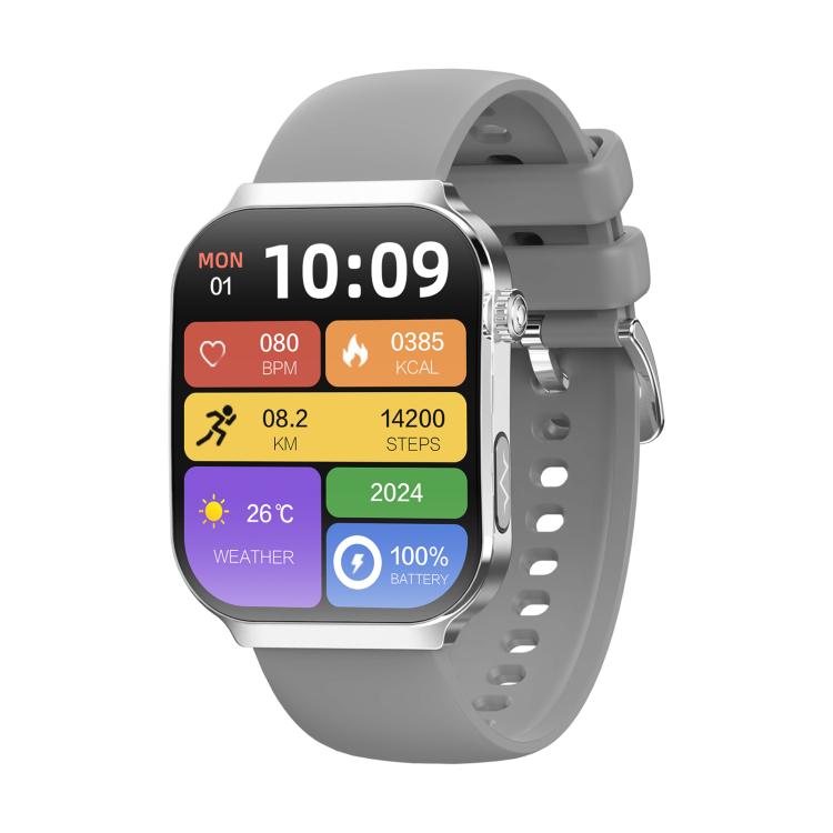 QS21 2.2 inch BT5.3 Sports Smart Watch, Support Sleep / Heart Rate / Blood Oxygen / Blood Pressure / HRV Health Monitor — Gray