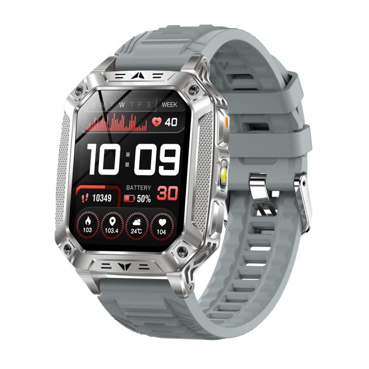 QS86 2.01-inch Smart Watch, Support BT Call, Heart Rate, Blood Oxygen — Space Gray Black Silicone Band