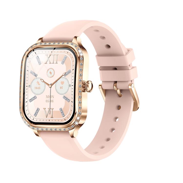 QS01 1.75-inch Smart Watch, Support Heart Rate, Blood Pressure, Blood Oxygen — Silver Silicone Strap