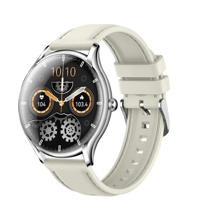 QS36 1.43-inch Smart Watch, Support Heart Rate, Blood Pressure, Blood Oxygen, Female Physiological Cycle — Silver Steel Strap