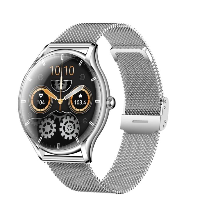 QS36 1.43-inch Smart Watch, Support Heart Rate, Blood Pressure, Blood Oxygen, Female Physiological Cycle — Gold Steel Strap