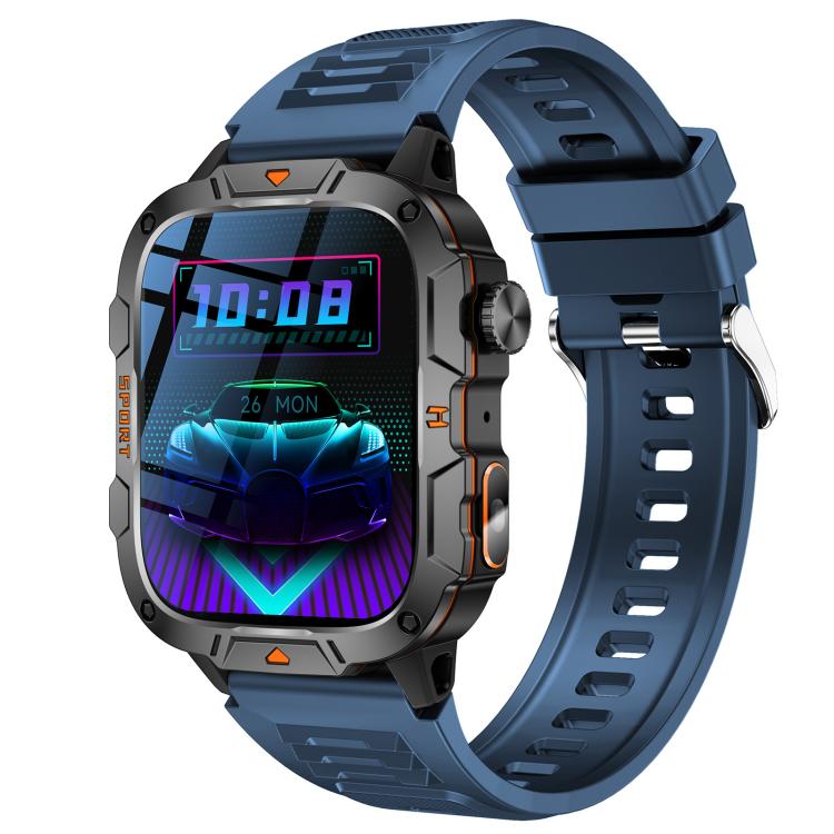 QX12 1.96-inch IPS Display Outdoor Sports IP68 Smart Watch with Flashlight — Blue