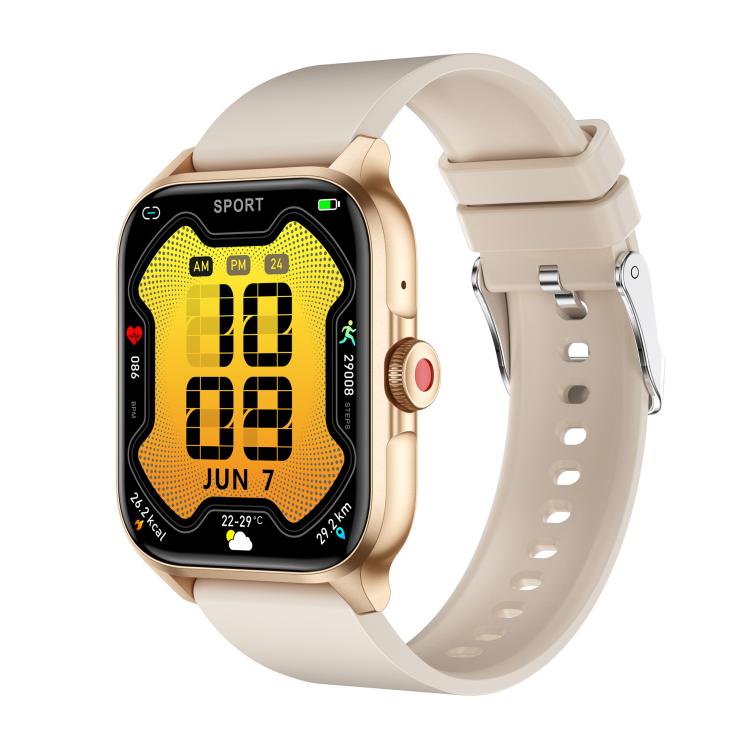 QX15 1.85-inch TFT Display Smart Sports Watch Built-in Heart Rate Monitor — Beige