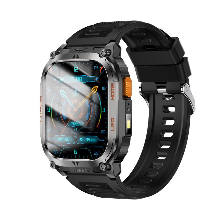 QX18 2.01-inch Display GPS Outdoor Sports Smart Watch Built-in Heart Rate Monitor — Black
