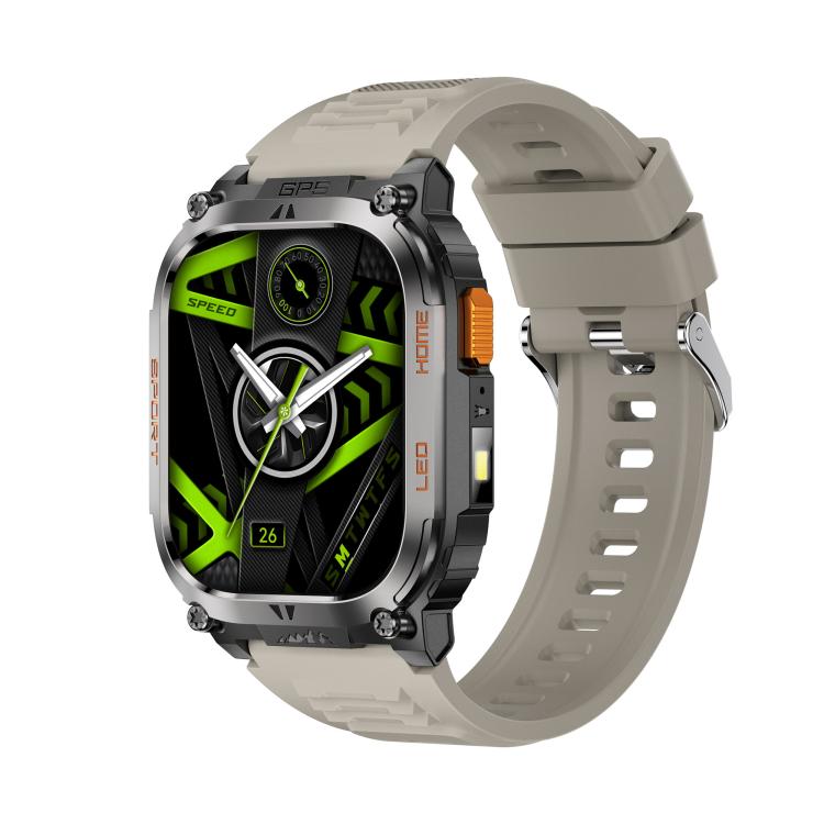QX18 2.01-inch Display GPS Outdoor Sports Smart Watch Built-in Heart Rate Monitor — Beige