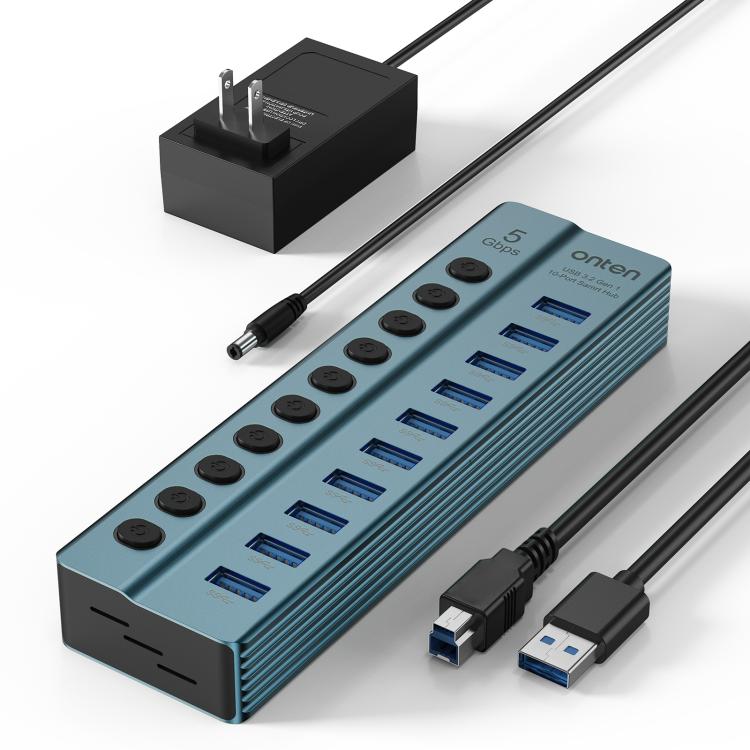 Onten 5308 USB3.2 Gen1 10 in 1 HUB Docking Station with Independent Button, US Plug