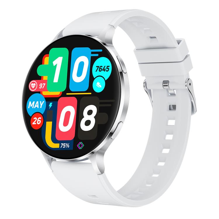 QS07 1.75 inch AMOLED Round Screen Smart Watch, Support Health Monitoring — Black Leather Strap