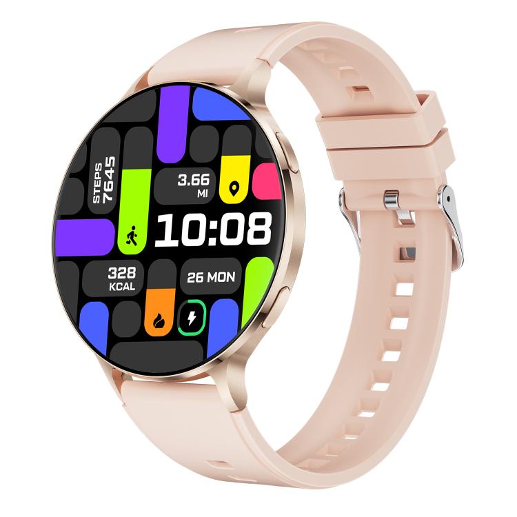 QS07 1.75 inch AMOLED Round Screen Smart Watch, Support Health Monitoring — Silver Leather Strap